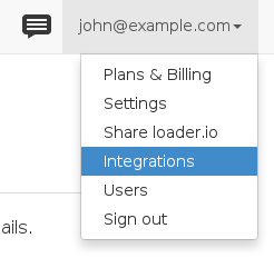 Integrations menu
